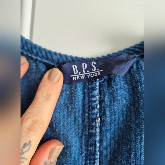 Blue Denim Corduroy Overall Mini Dress - Picture 3 of 6